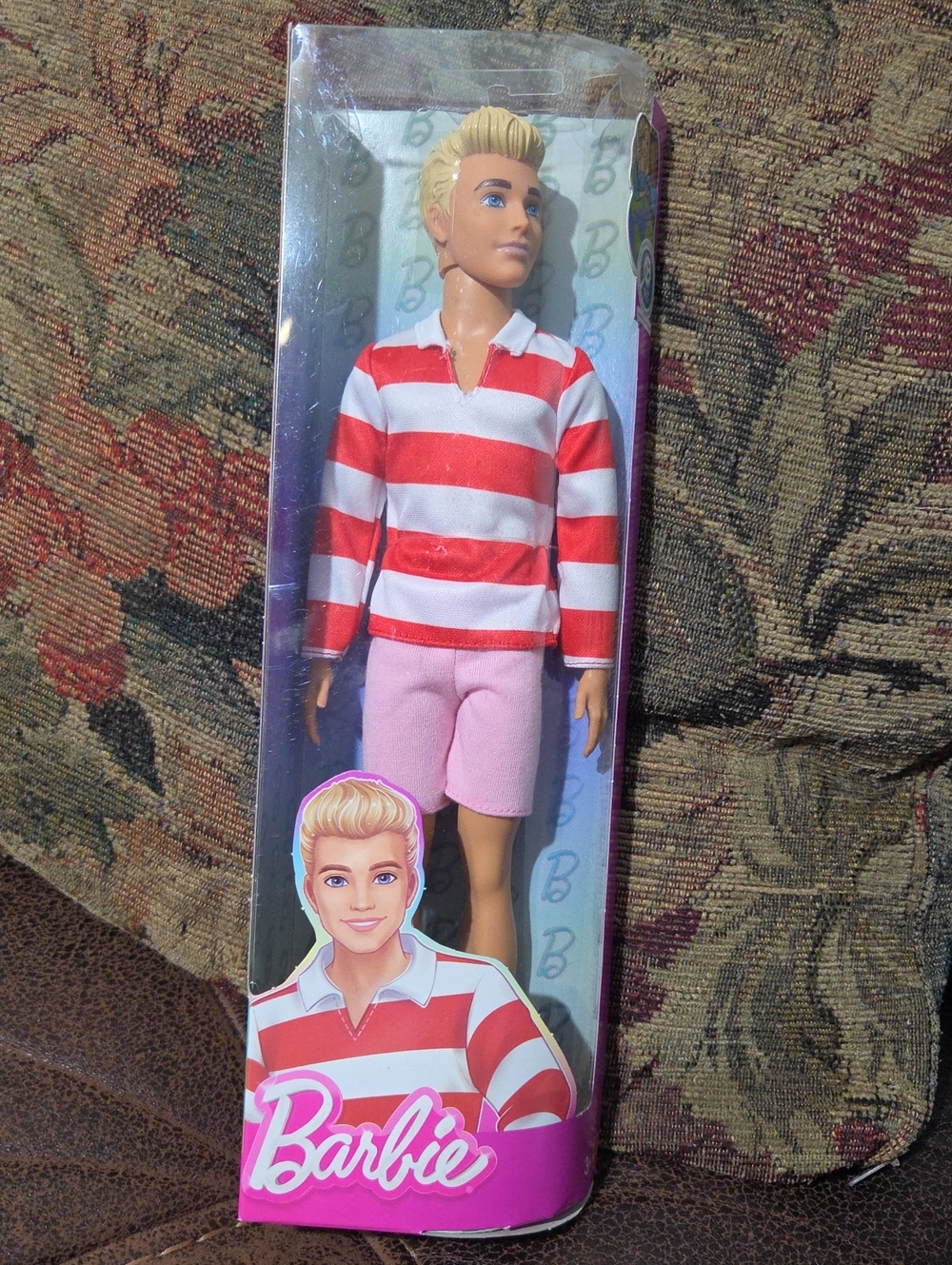 Barbie Ken Doll in Red & White Striped Top with Pink Shorts